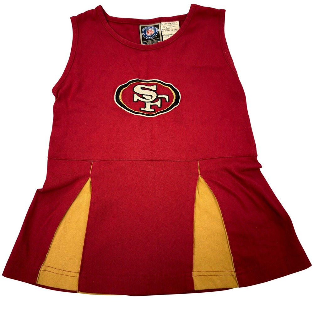 NFL Genuine Stuff San Francisco 49ers Girls Cheerleader Dress Red Gold Size 5-6